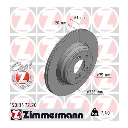 Zimmermann Brake Disc - Standard/Coated, 150347220 150347220